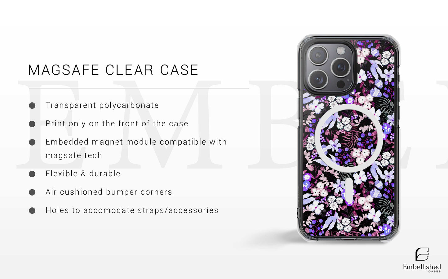 iPhone Case, Flower Pattern Gift for Her, Protective Phone Accessory