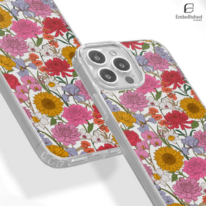 Clear Floral Phone Case - Colorful Wildflower Protective Case for iPhone