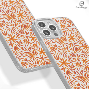 Orange Floral Pattern Slim Protective Cover Clear Phone Case
