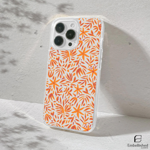 Orange Floral Pattern Slim Protective Cover Clear Phone Case