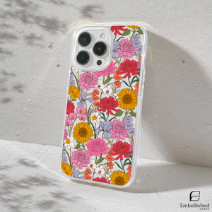 Clear Floral Phone Case - Colorful Wildflower Protective Case for iPhone