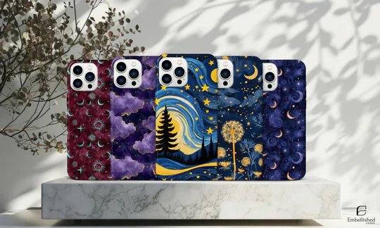 Starry Midnight Sky Protective Phone Cases for iPhone & Samsung - Embellished Cases
