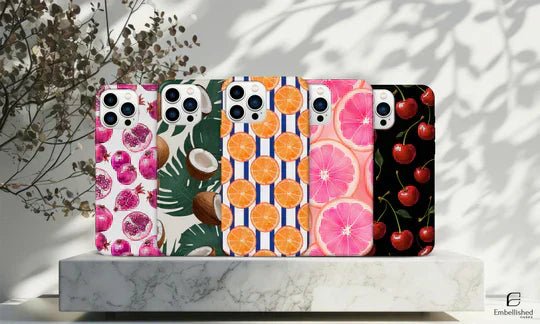 Summer Fruits Print Clear Phone Case with Custom Name - Embellished Cases