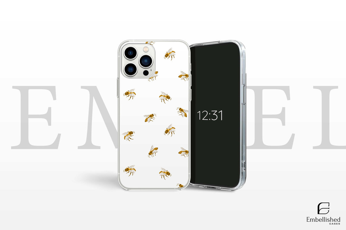 Cute Pet Cat / Clear Bee Phone Case Bumblebee Honey Cover Phone Case Kitten Cover for iPhone 16 Pro Max, 15 Plus, 14, 13, 12, 11, XS & Samsung S24, S23, A55, A54, Pixel 9 Pro, 8 Phone Case