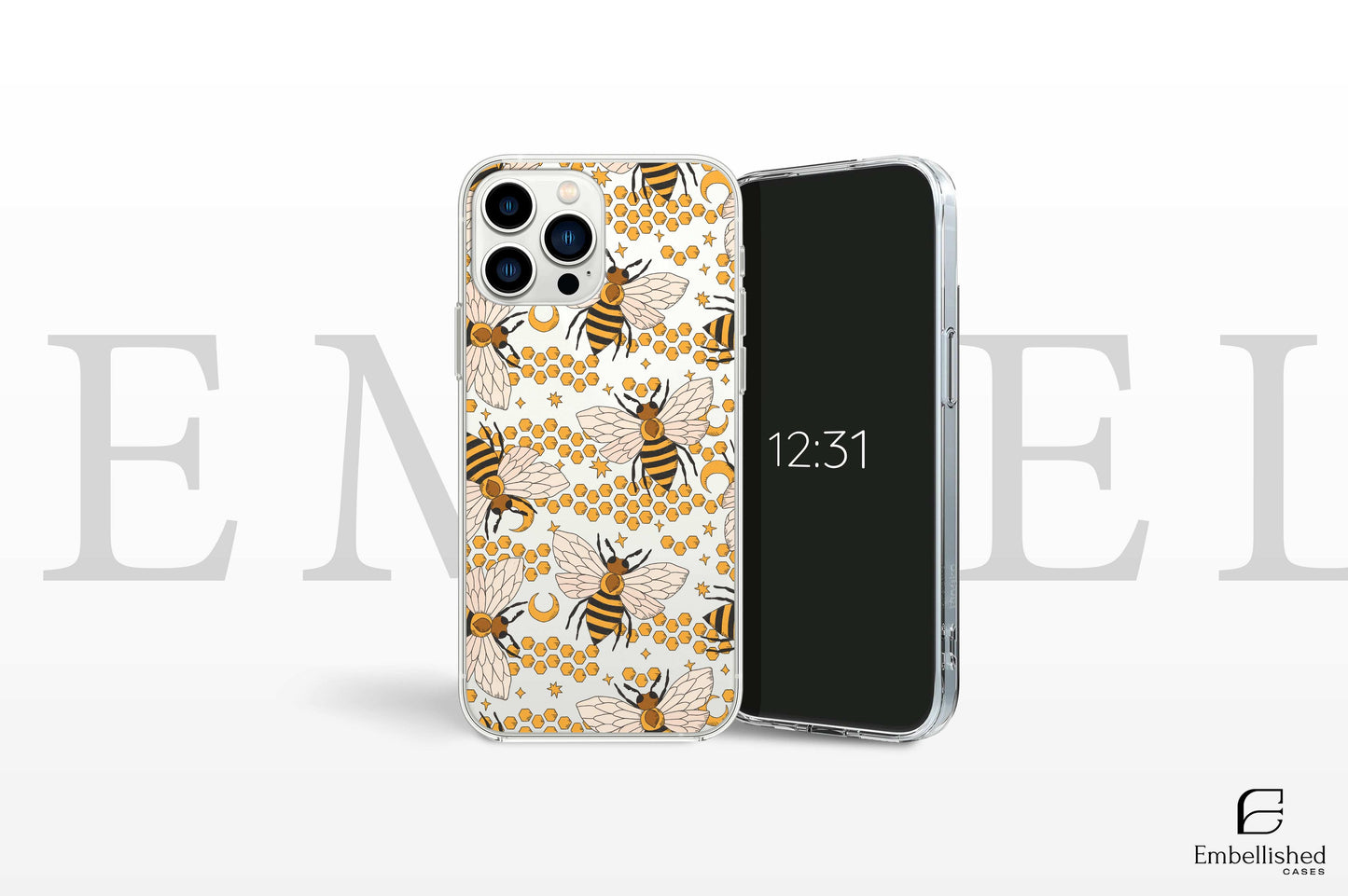 Cute Pet Cat / Clear Bee Phone Case Bumblebee Honey Cover Phone Case Kitten Cover for iPhone 16 Pro Max, 15 Plus, 14, 13, 12, 11, XS & Samsung S24, S23, A55, A54, Pixel 9 Pro, 8 Phone Case