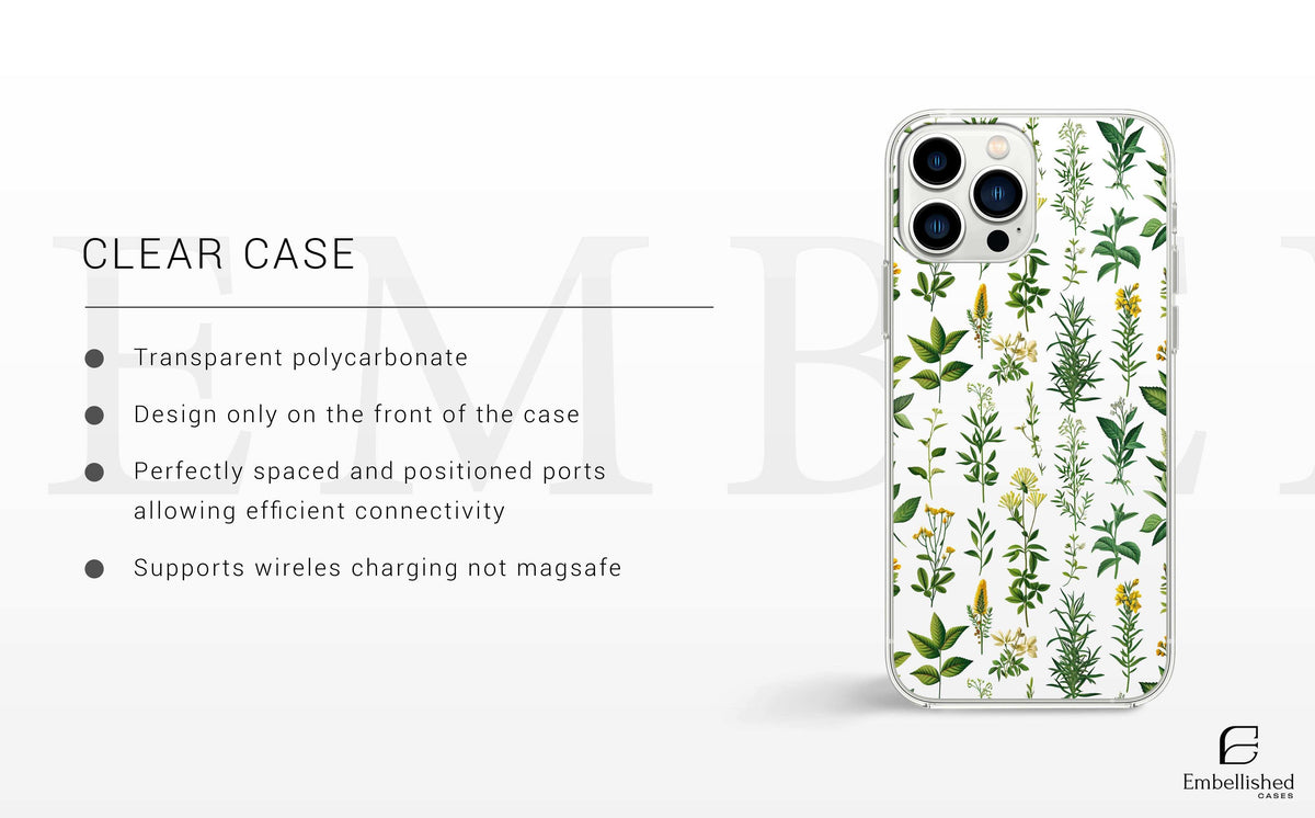 Phone Case - Botanical Wildflower Floral Cover for iPhone, Samsung, Pixel - Clear Tough Cases