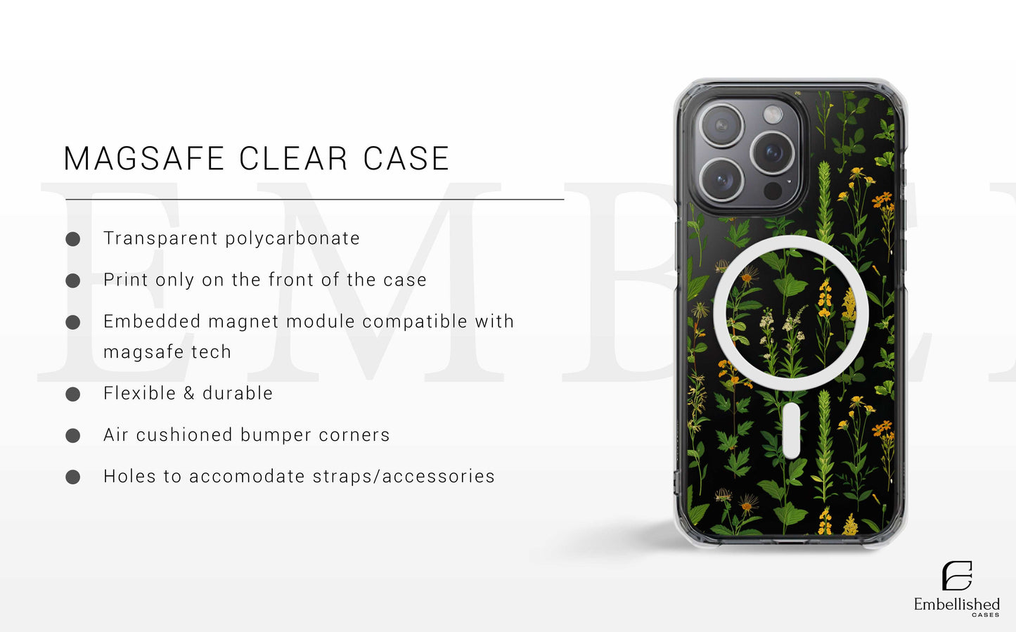 Phone Case Vintage Floral Shockproof Clear iPhone 16 15 14 Tough Cases