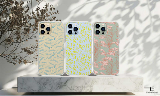 Phone Case Vintage Floral Shockproof Clear iPhone 16 15 14 Tough Cases