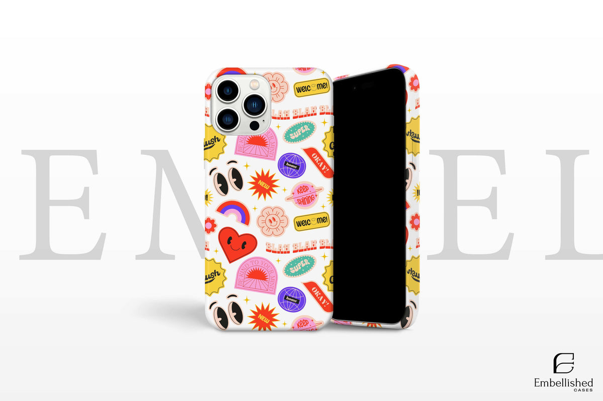 Phone Case Stickers Collage Pattern Clear Case for iPhone & Google Pixel