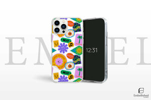 Phone Case Stickers Collage Pattern Clear Case for iPhone & Google Pixel