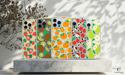 Fruit Stickers Summer Aesthetic Eat Your Veggies Clear iPhone Case For iPhone 14, iPhone 13, iPhone 12, iPhone 16 Pro, 15 Pro Max Cover