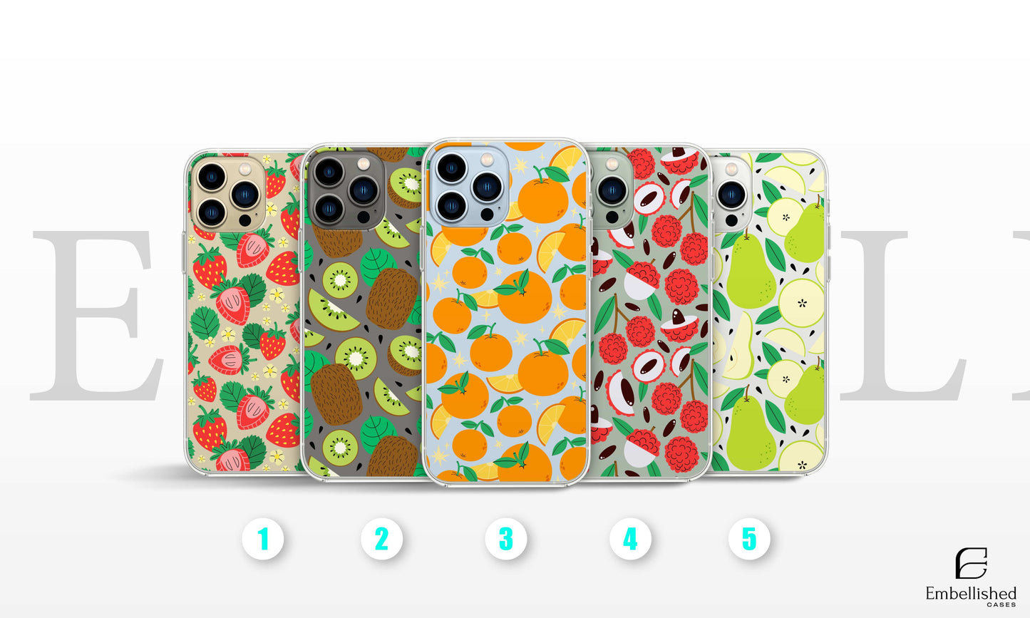 Fruit Stickers Summer Aesthetic Eat Your Veggies Clear iPhone Case For iPhone 14, iPhone 13, iPhone 12, iPhone 16 Pro, 15 Pro Max Cover