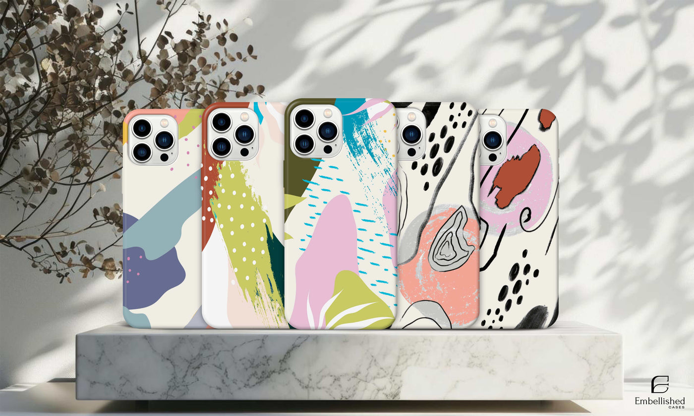 Phone Case | BOHO ABSTRACT ART | Wavy Lines, Red, Green, Blue | iPhone 16 Pro Max, 15, 14 Pro Max