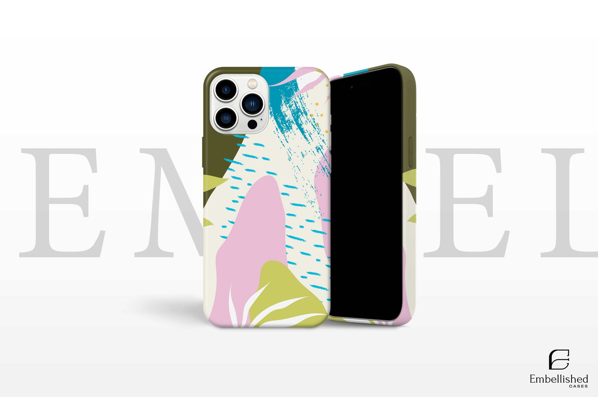 Phone Case | BOHO ABSTRACT ART | Wavy Lines, Red, Green, Blue | iPhone 16 Pro Max, 15, 14 Pro Max