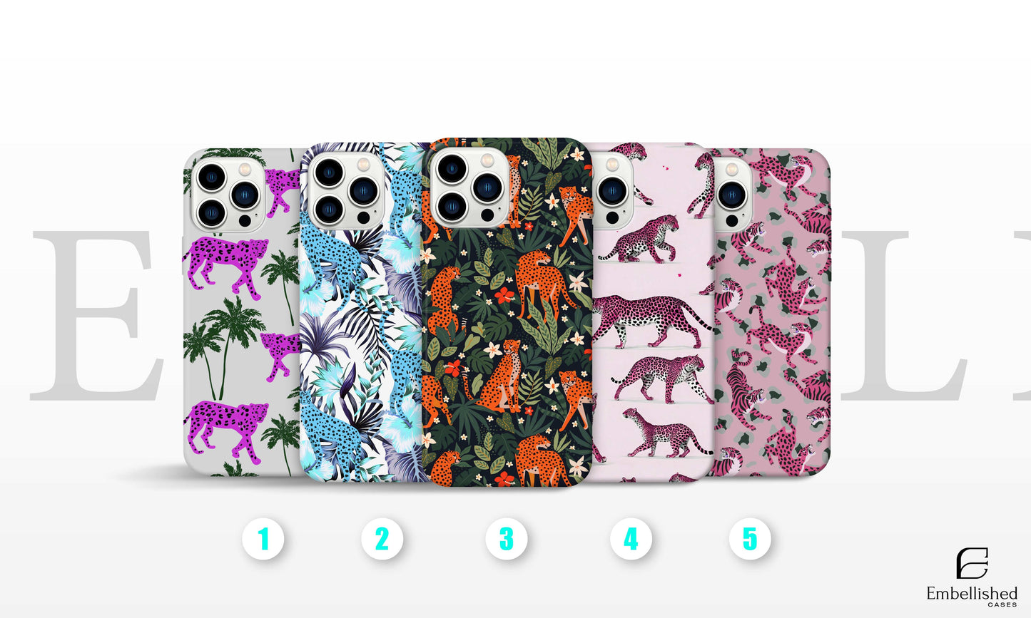 Exotic Leopard Phone Case Wildlife Cat Cover for iPhone 14Pro, 13, 12, 11, XR, 7, 8, Samsung S23, S22, S21FE, A53, A14, A13, Pixel 7, 6A