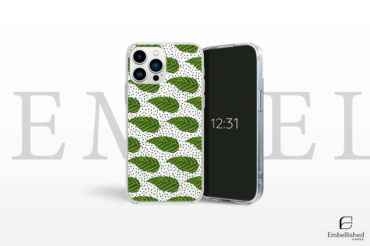 Phone Case Tropical Leaves Clear Phone Case for iPhone 16, iPhone 15, iPhone 14, iPhone 13, 12 Pro , Samsung S21, S20 Ultra, Google Pixel 5 OnePlus 9