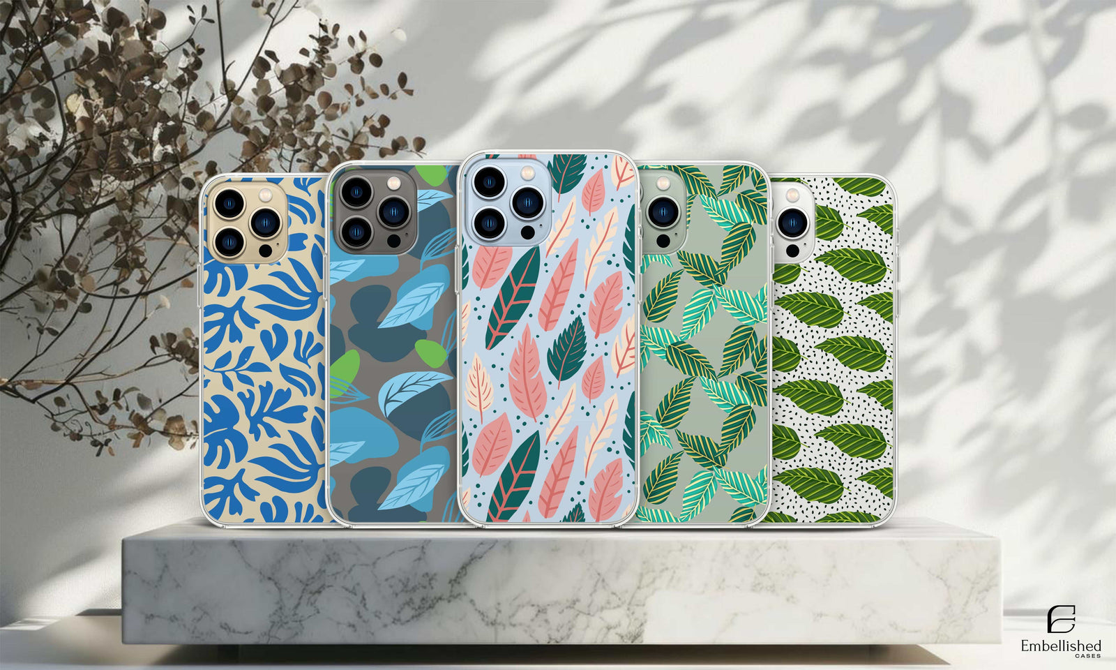 Phone Case Tropical Leaves Clear Phone Case for iPhone 16, iPhone 15, iPhone 14, iPhone 13, 12 Pro , Samsung S21, S20 Ultra, Google Pixel 5 OnePlus 9