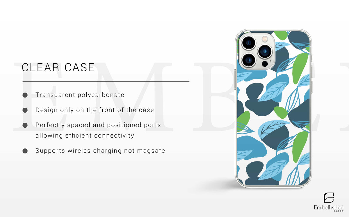 Phone Case Tropical Leaves Clear Phone Case for iPhone 16, iPhone 15, iPhone 14, iPhone 13, 12 Pro , Samsung S21, S20 Ultra, Google Pixel 5 OnePlus 9