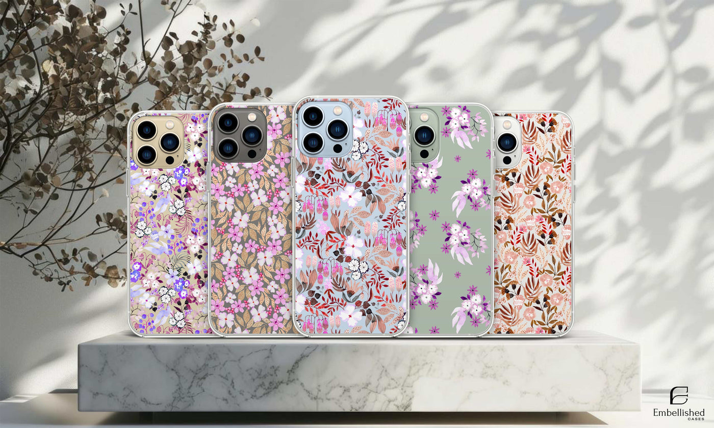 iPhone Case, Flower Pattern Gift for Her, Protective Phone Accessory