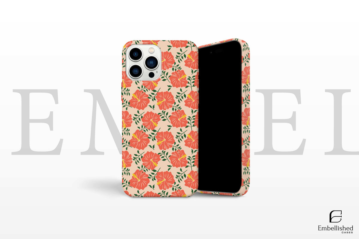 Durable flower tough phone case with red floral design for iPhone, sturdy protective cover with shock absorption and wireless charging support.