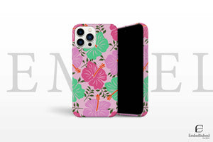 Flower Tough Phone Case with pink, purple, and green floral design for iPhone, durable and protective phone cover with shock absorption.