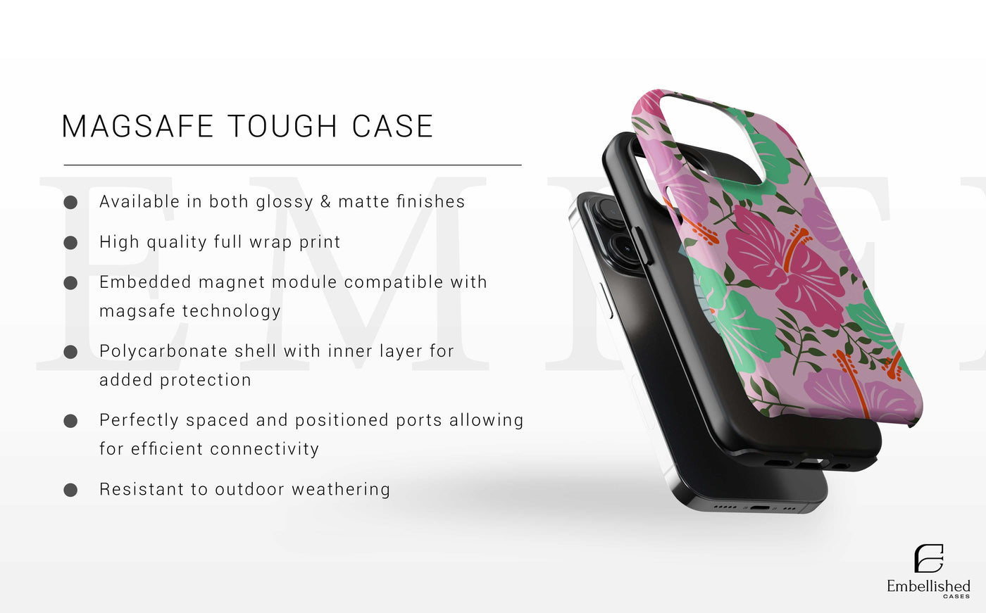 Flower Tough Phone Case, Floral iPhone Cover, Protective Phone Case, Sturdy Phone Case, Durable Phone Case, Flower Phone Cover iPhone