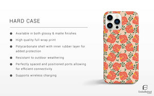 Flower Tough Phone Case with durable floral design, shock-absorbing polycarbonate shell, supports wireless charging, available in glossy and matte finishes for iPhone.