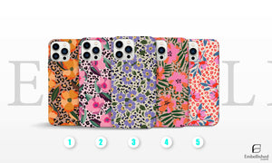 Spring Flower Phone Case collection with colorful floral designs for iPhone and Samsung models, glossy and protective covers