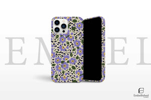 Purple floral spring flower phone case with impact-resistant design for iPhone and Samsung models
