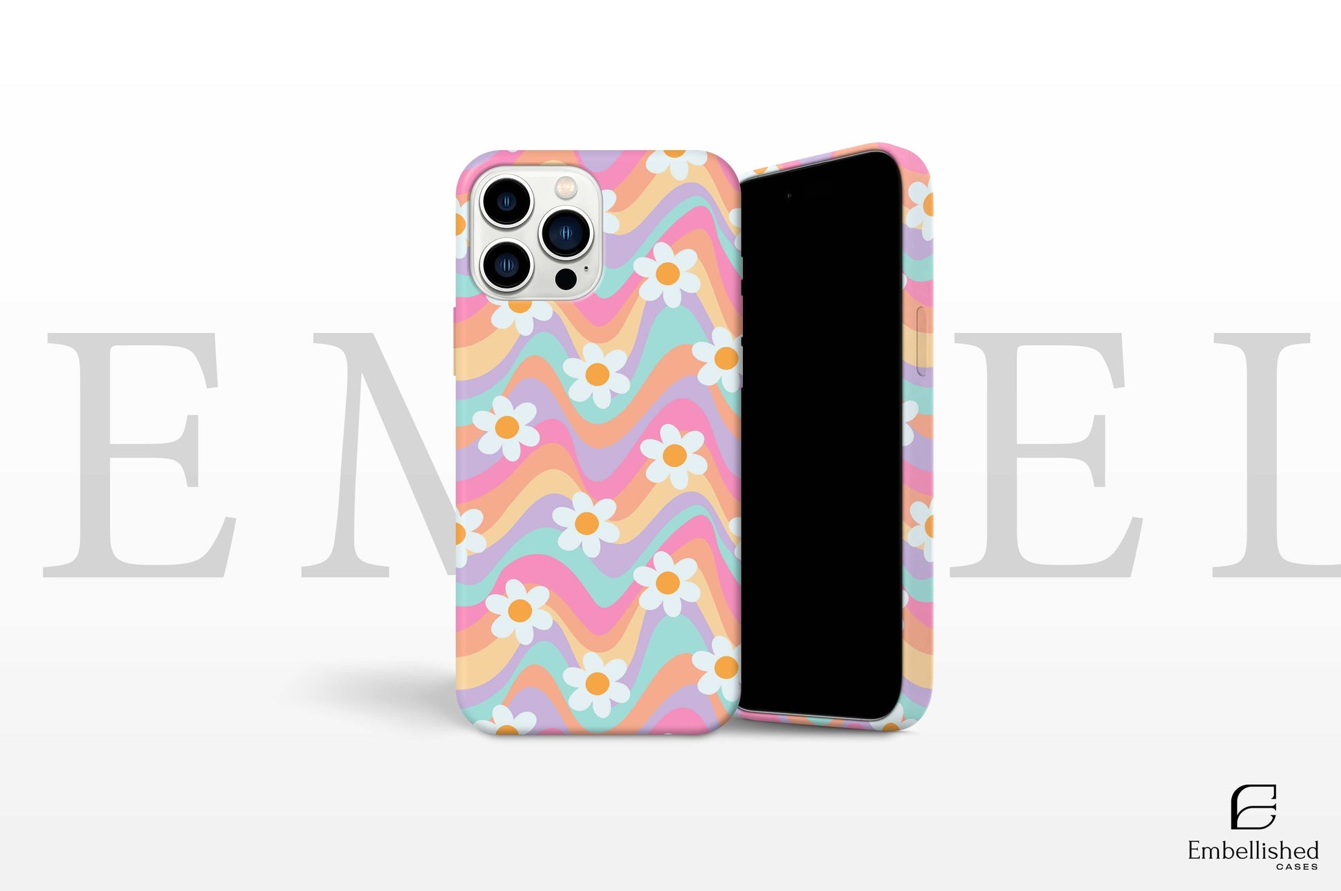 Tough vibrant floral pattern phone case with durable Lexan plastic and shock-absorbing rubber liner for iPhone and Samsung models