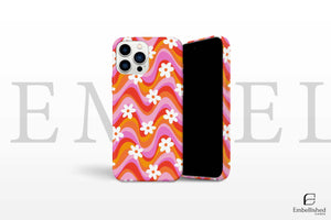 Tough vibrant floral pattern phone case with durable Lexan plastic and glossy finish for iPhone and Samsung models