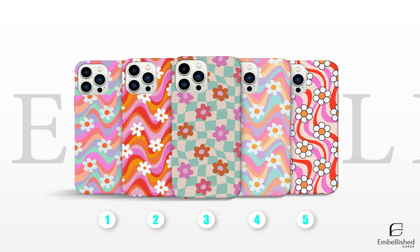 Tough vibrant floral pattern phone cases for iPhone and Samsung with durable protective design