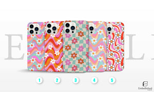 Tough vibrant floral pattern phone cases for iPhone and Samsung with durable protective design