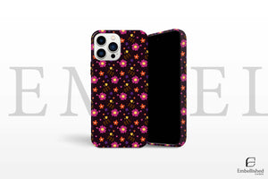 Stars Phone Case with pink and orange floral design for iPhone and Samsung models, durable and stylish protection
