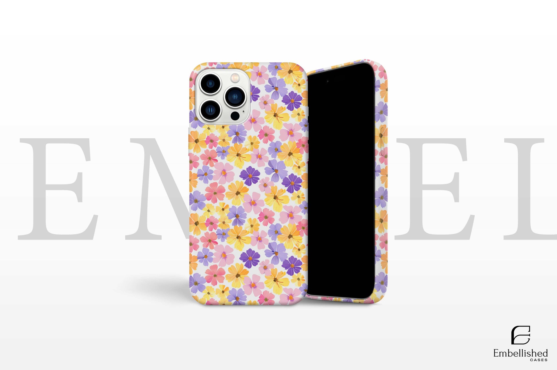 Tough phone case with colorful floral design for iPhone and Samsung featuring durable impact-resistant protection and glossy finish