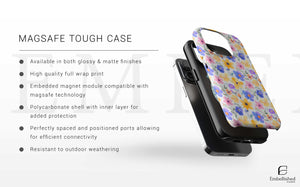Floral tough phone case with glossy finish and MagSafe compatibility for iPhone and Samsung models