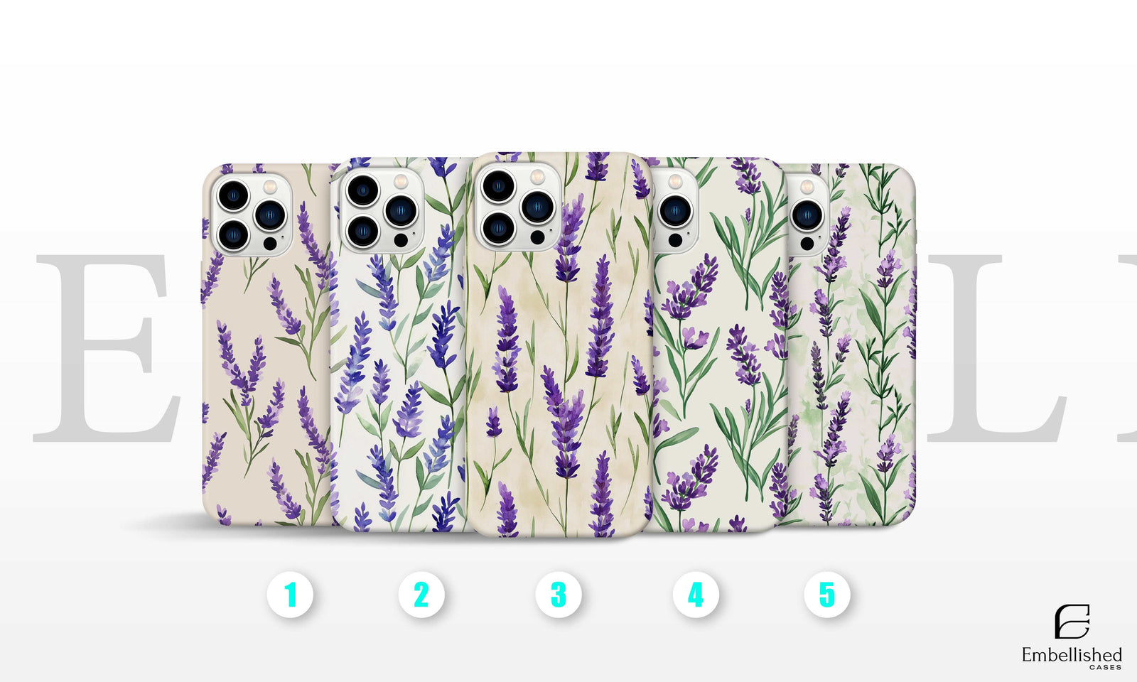 Vintage botanical phone cases with purple lavender design for iPhone, Galaxy, Pixel models, durable and protective nature-inspired covers.