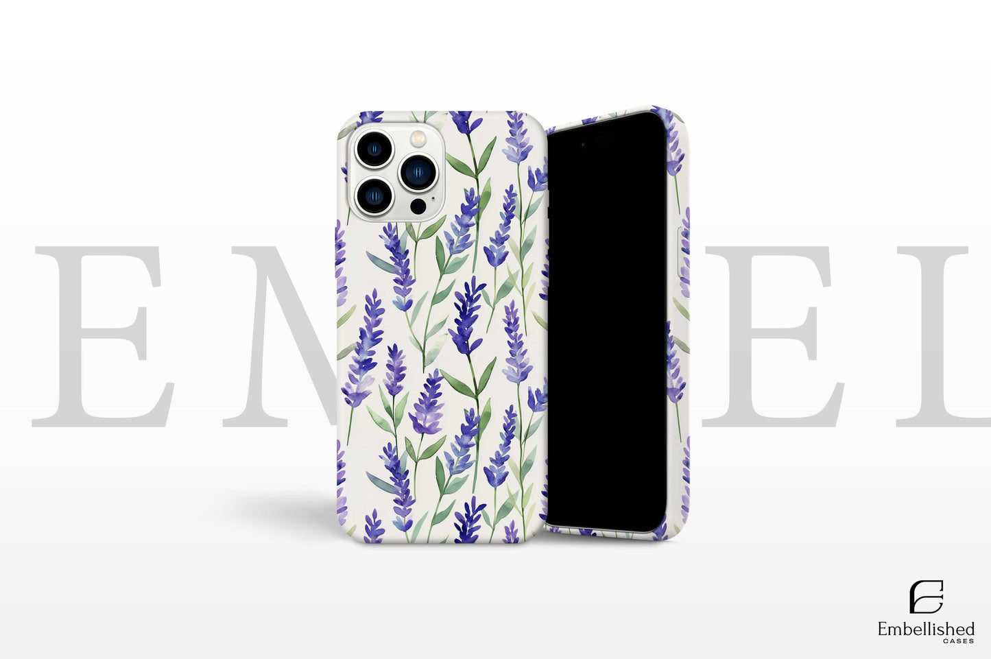 Vintage botanical phone case with purple lavender design, durable and protective for iPhone and Galaxy models.