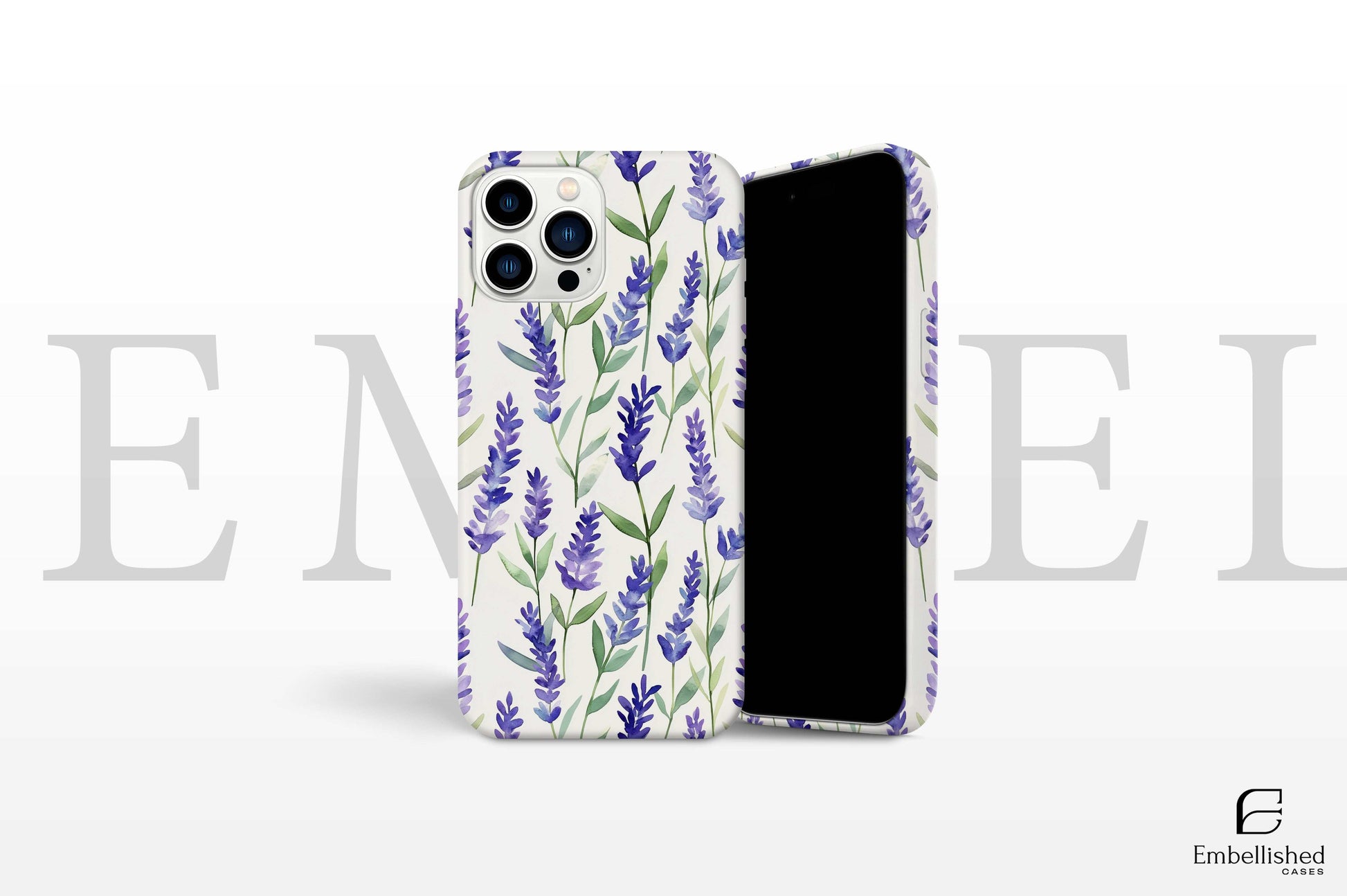 Vintage botanical phone case with purple lavender design, durable and protective for iPhone and Galaxy models.