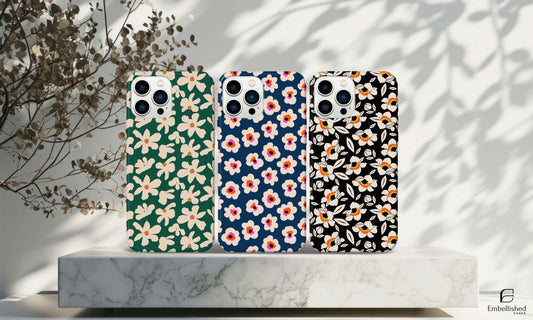 Aesthetic Daisy Phone Tough Cases for iPhone 16 15, 14 Pro Max, 13, 13 Pro 12 11 Samsung Galaxy S24 S23, S22 Ultra, S21 S20, S10 spring, floral