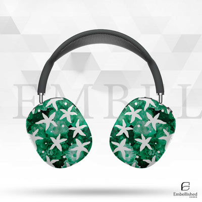 White Passionflower AirPods Max Cover - Vintage Modern Floral Design Headphones | Unique AirPods Max Case