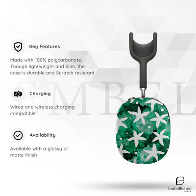 White Passionflower AirPods Max Cover - Vintage Modern Floral Design Headphones | Unique AirPods Max Case