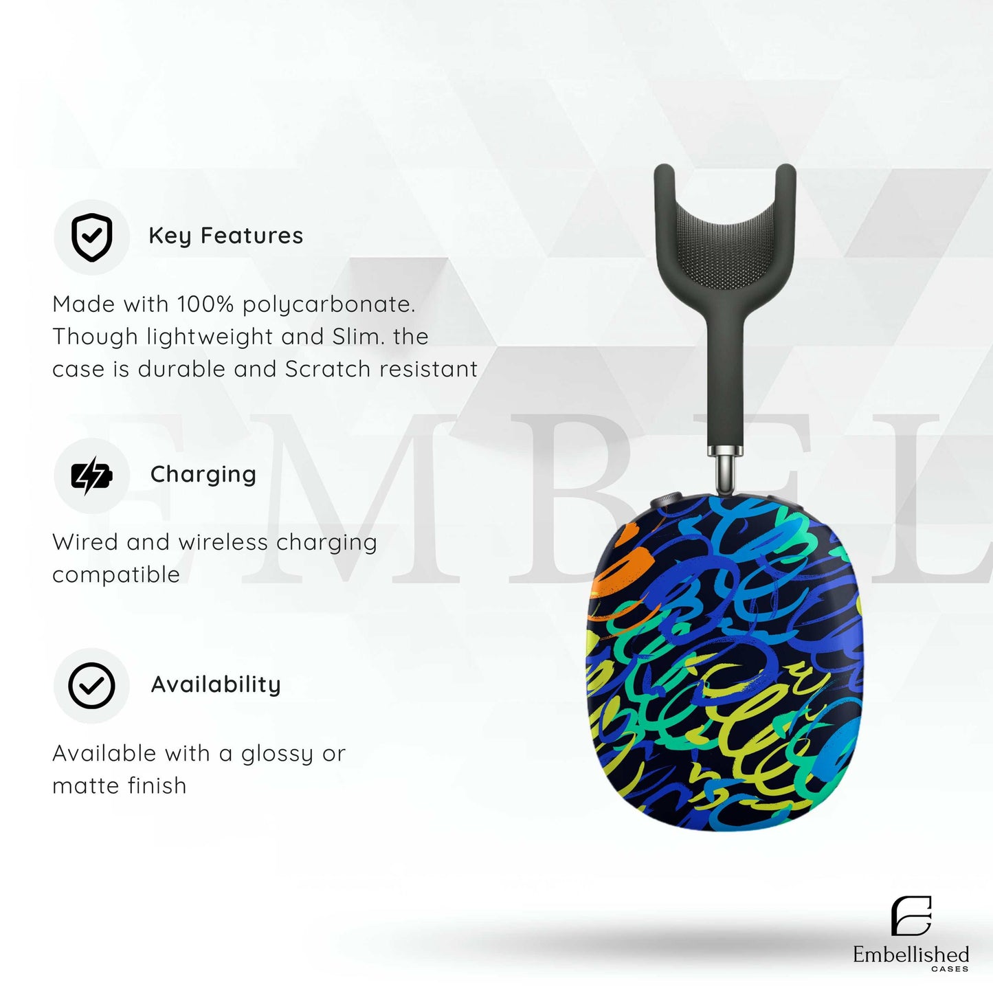 Color Burst Skin for Apple Airpods Max Headphones - Printed Vinyl Wrap Decal Sticker Protective Grip - Colorful Pattern Rainbow