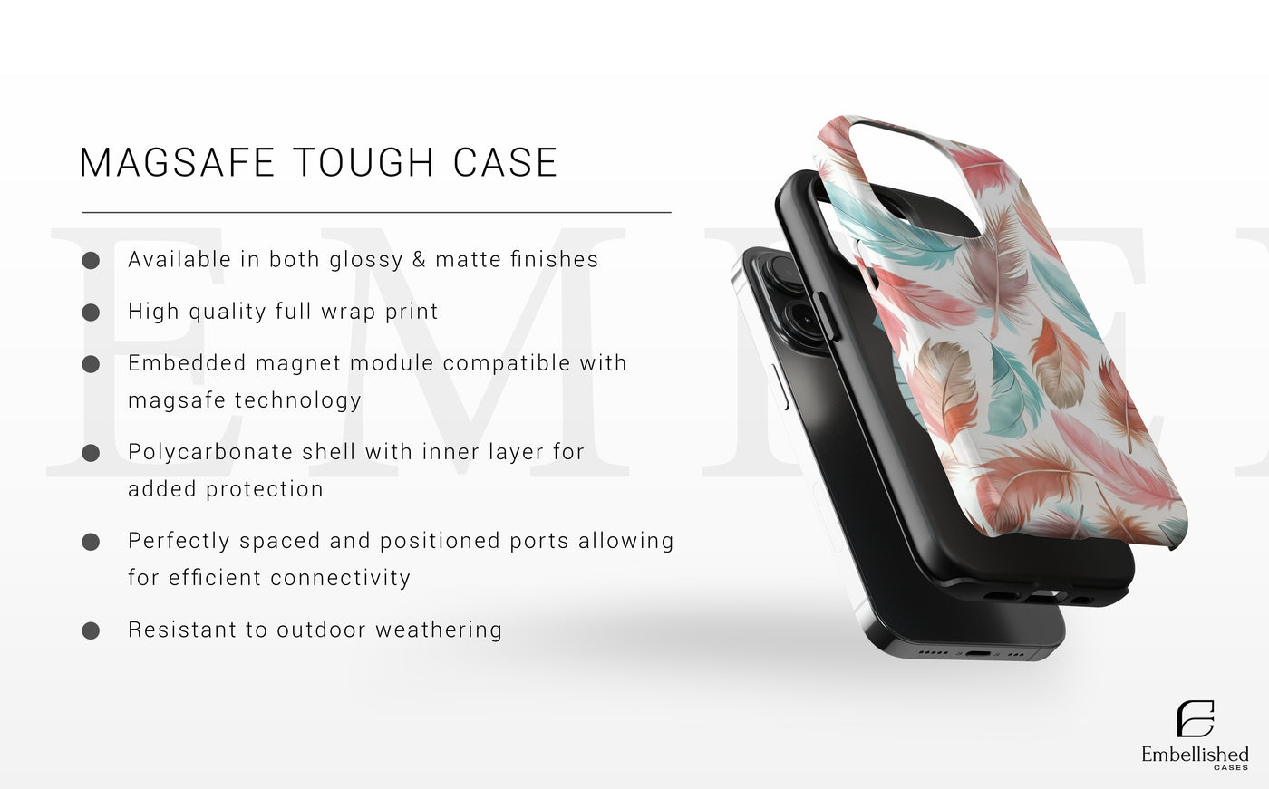 Bohemian Feather Magnetic Phone Case | Stylish & Durable Protection