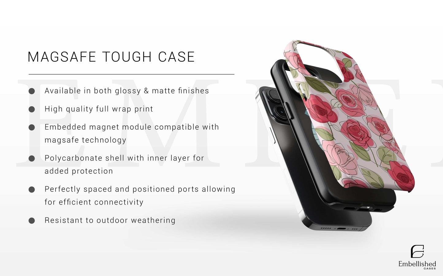 Floral Impact-Resistant Phone Case - Colorful Rose Design for Stylish Protection