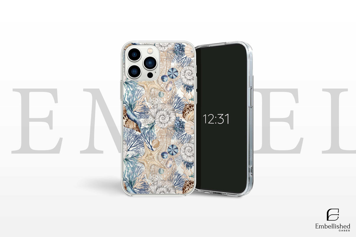 Nautical Clear Phone Case - Ocean-Inspired Coastal Design