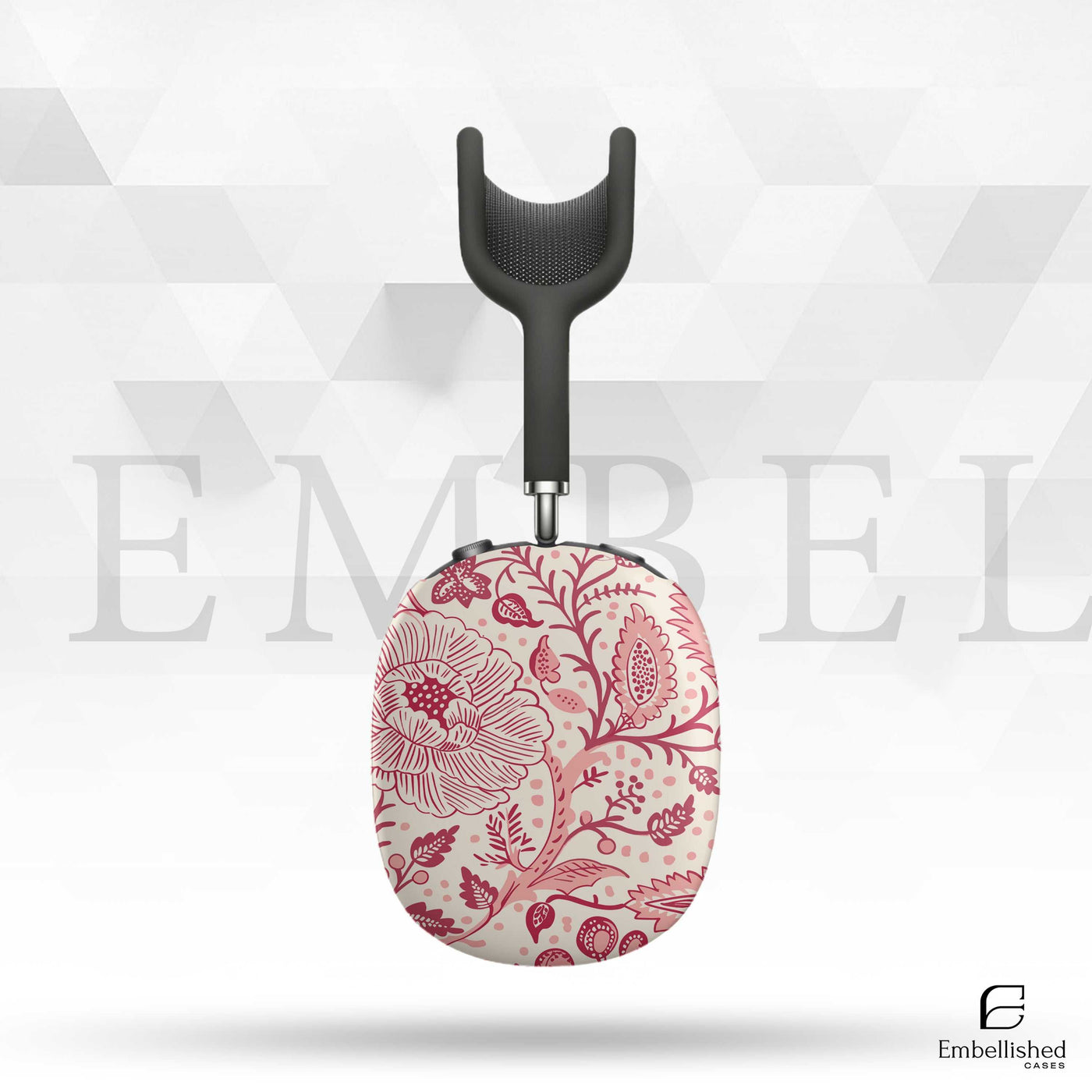 Vintage AirPod Max case with floral pattern, lightweight, scratch-resistant, compatible with charging, glossy finish.