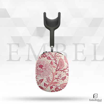 Vintage AirPod Max case with floral pattern, lightweight, scratch-resistant, compatible with charging, glossy finish.