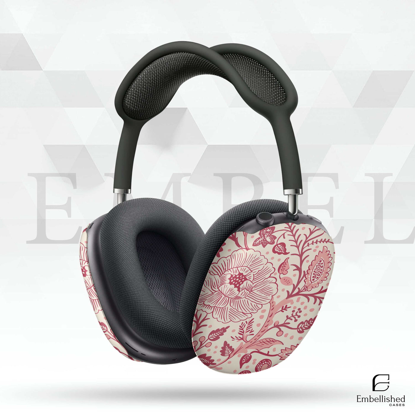 Vintage AirPod Max case with floral design, offering stylish protection and compatibility with wired and wireless charging.