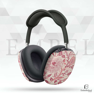 Vintage AirPod Max case with floral design, offering stylish protection and compatibility with wired and wireless charging.